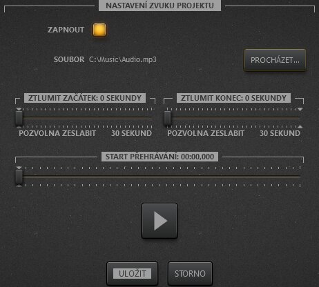 Nastavení zvukové stopy v Time-Lapse Tool
