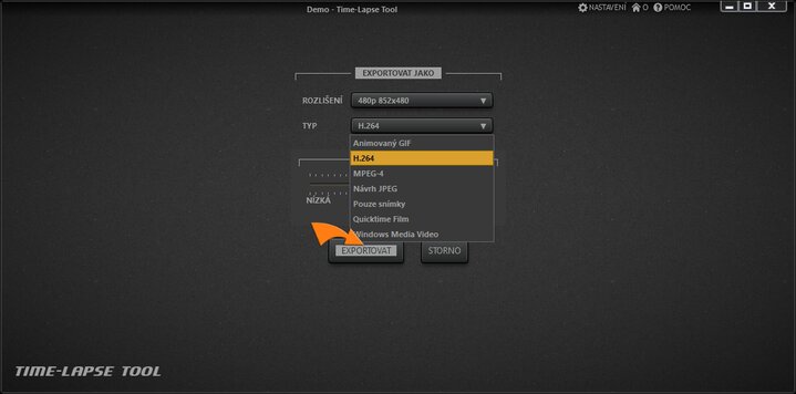 Generování souboru časosběrného videa