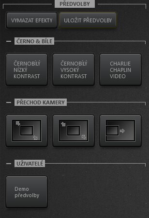 Time-Lapse Tool Předvolby efektů