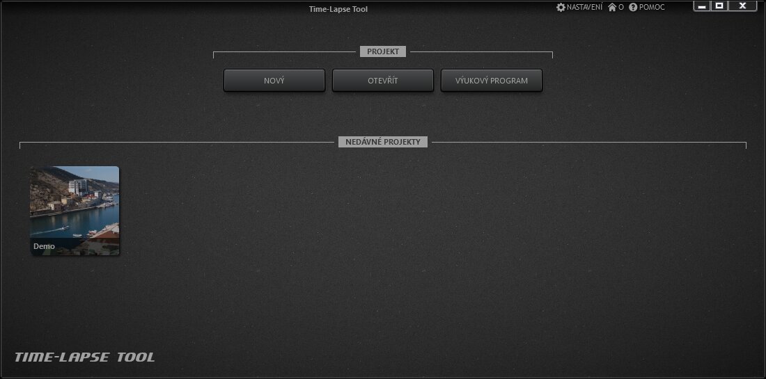 Time-Lapse Tool Uvítací zobrazení