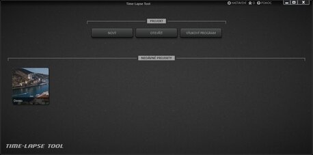 Time-Lapse Tool Uvítací zobrazení