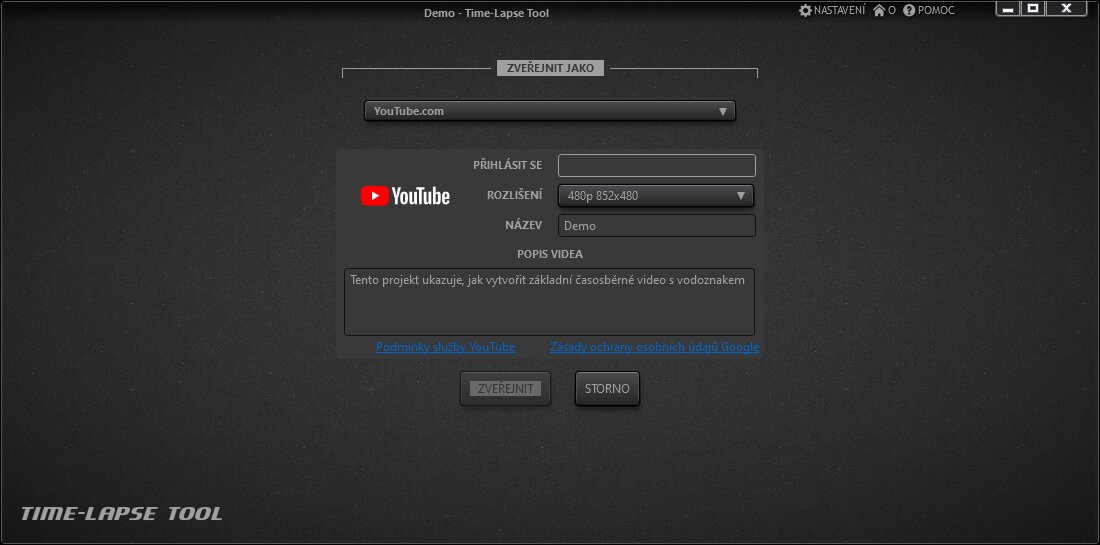 Time-Lapse Tool Zobrazení zveřejnění videa