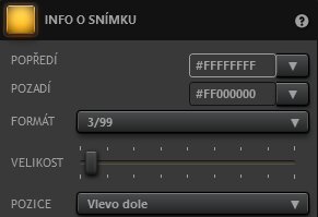 Time-Lapse Tool Nastavení efektu info snímku Time-Lapse Tool Nastavení efektu info snímku