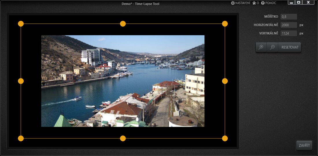 Time-Lapse Tool Editor přiblížení a přesunu