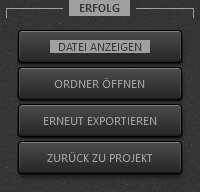 Export-Fenster nach erfolgreichem Export