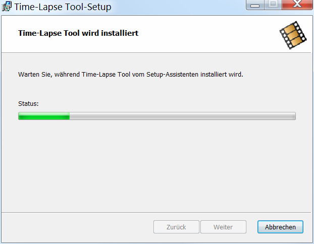 Fortschrittsanzeige des Installation Wizard