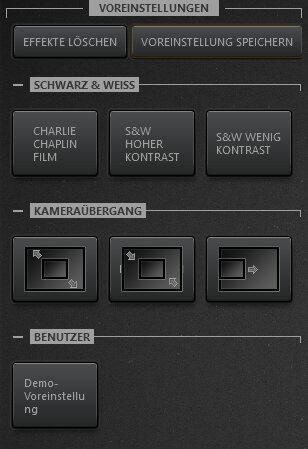 Time-Lapse Video Effektvoreinstellungen