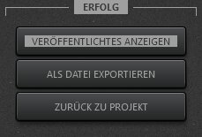Time-Lapse Tool Dialog: Video erfolgreich veröffentlicht