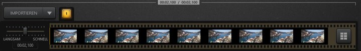 Time-Lapse Tool Timeline-Panel mit eingeklappter Bildsequenz