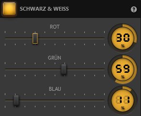 Einstellungen für Schwarz und Weiß Effekt