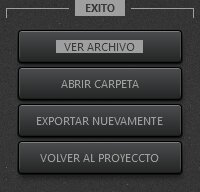 Vista de completado exitoso de Exportación de video de Time-Lapse Tool