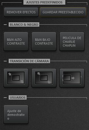 Ajustes preestablecidos de efectos de Time-Lapse Tool