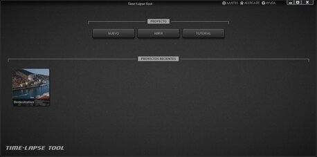 Vista de Bienvenida de Time-Lapse Tool