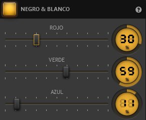 Ajustes del Efecto de video Blanco y Negro