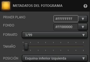 Ajustes de Efecto Metadatos de Time-Lapse Tool