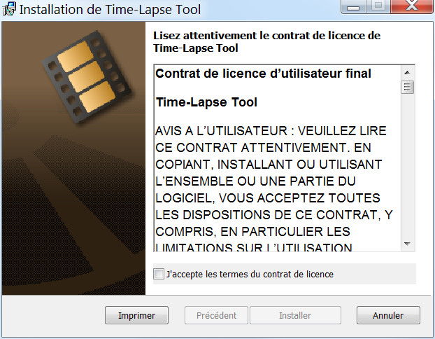 Écran de bienvenue de l