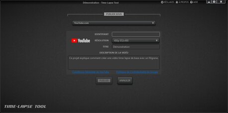Affichage de la publication de la vidéo Time-Lapse Tool