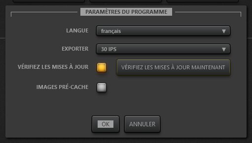 Boîte de dialogue des paramètres du programme Time-Lapse Tool