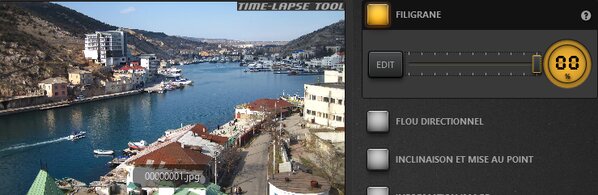 Exemple de l’effet filigrane non-transparent Time-Lapse Tool