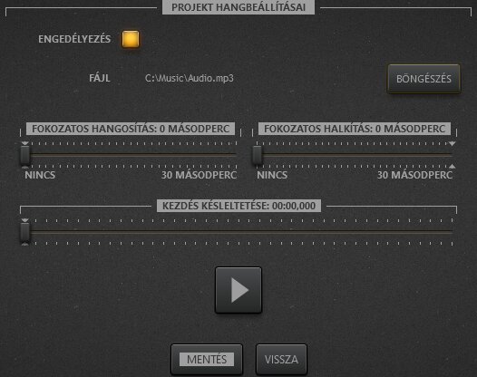 Time-Lapse Tool hangbeállításai