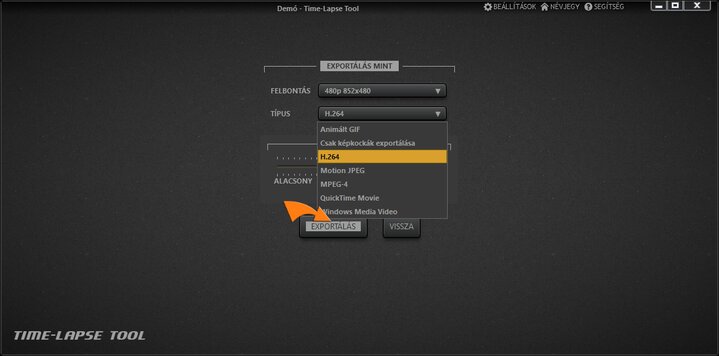 Time‑lapse videófájl generálása