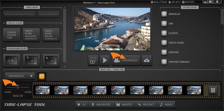Time-Lapse Tool fő nézete