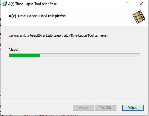 Time-Lapse Tool telepítő varázsló folyamatjelző képernyője
