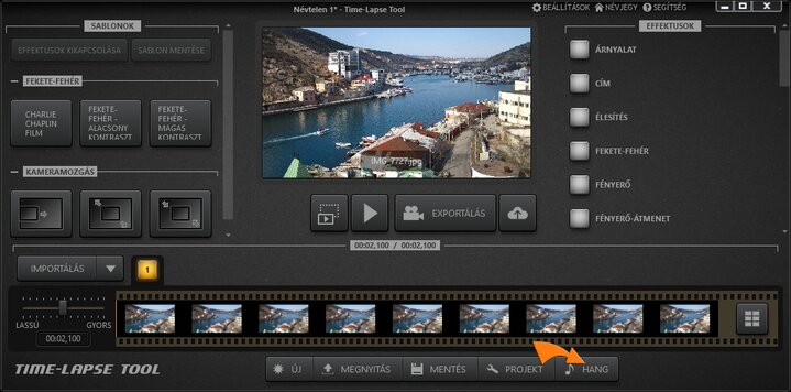 Time-Lapse Tool fő nézete