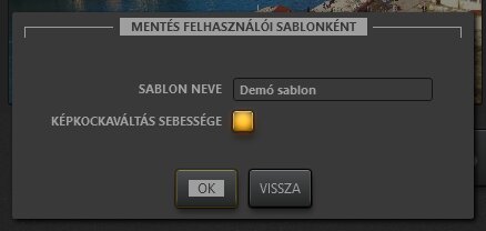Time-Lapse Tool effektussablon mentési dialógusablaka