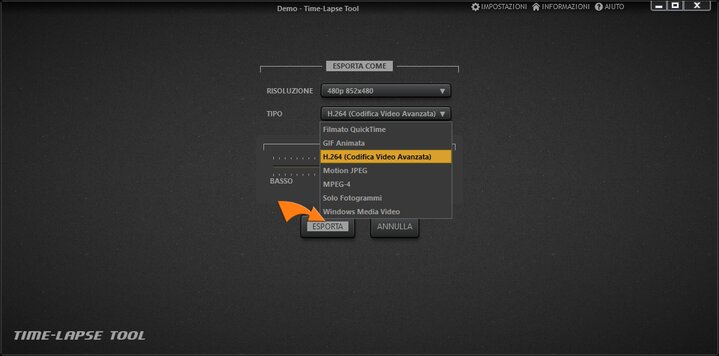 Generare un file video time-lapse