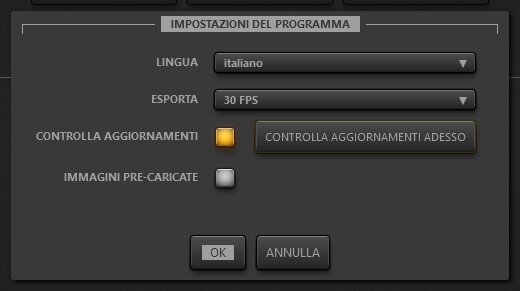 Time-Lapse Tool Finestra Di Dialogo Delle Impostazioni Di Progetto