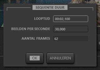 Dialoogvenster sequentieduur bewerken