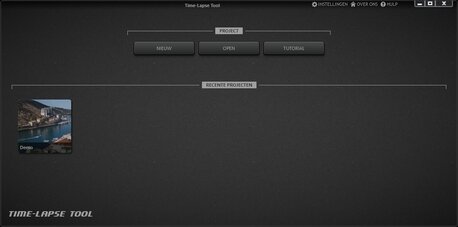 Time-Lapse Tool Welkomstscherm