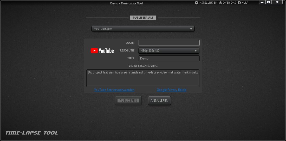 Time-Lapse Tool Weergave Video publiceren