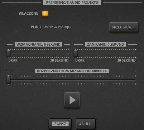 konfiguracja ścieżki dźwiękowej dla Time-Lapse Tool