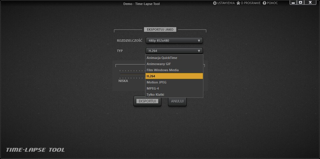 Wygeneruj plik wyjściowy filmu poklatkowego