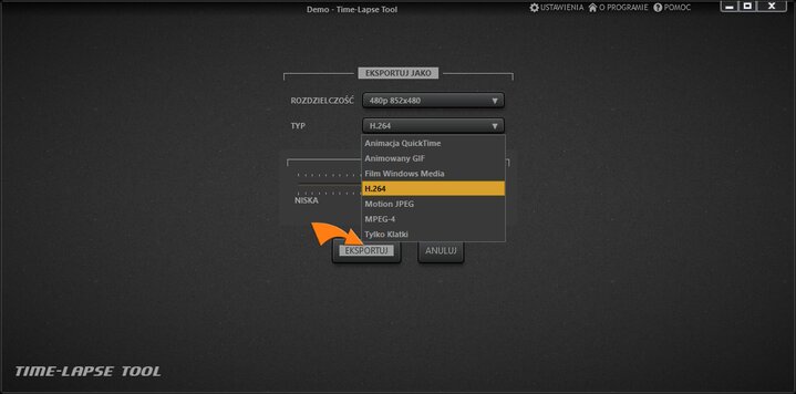 Wygeneruj plik wyjściowy filmu poklatkowego