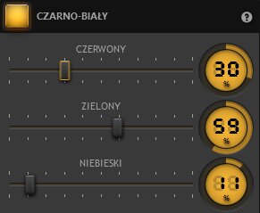 Ustawienia efektu czarno-białego Time-Lapse Tool