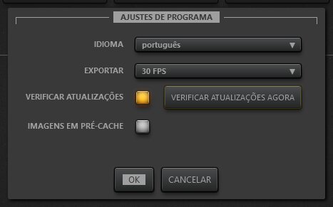 Caixa de Diálogo de Configurações do Programa do Time-Lapse Tool