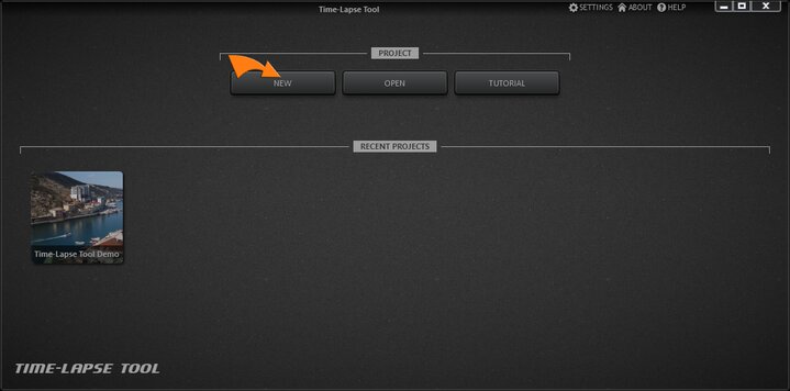 Create a new time-lapse video project.