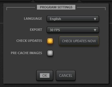 Time-Lapse Tool Program Settings Dialog