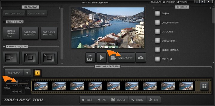 Time-Lapse Tool Ana Görünüm