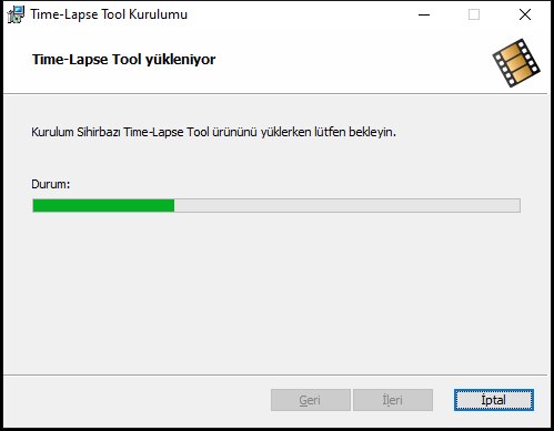 Time-Lapse Tool yükleme sihirbazı ilerleme ekranı
