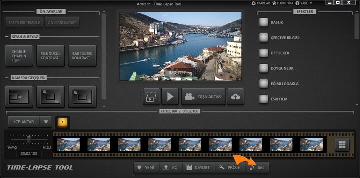 Time-Lapse Tool Ana Görünüm