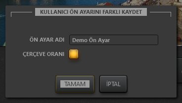 Time-Lapse Tool Efekt Ön Ayarı Kaydetme İletişim Kutusu