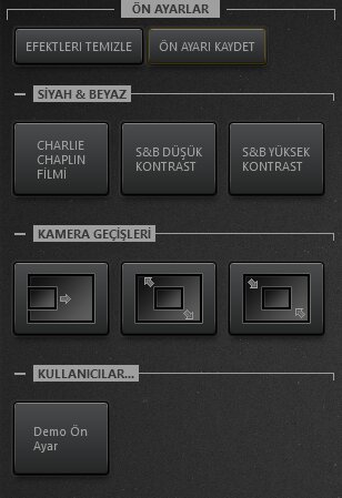 Time-Lapse Tool Efekt Ön Ayarları