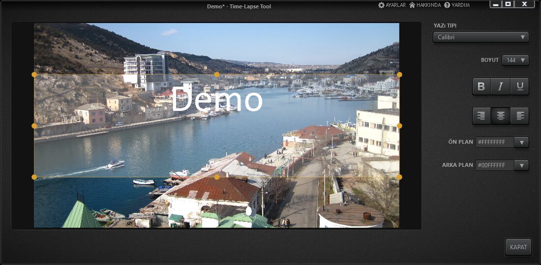 Time-Lapse Tool Başlık Editörü